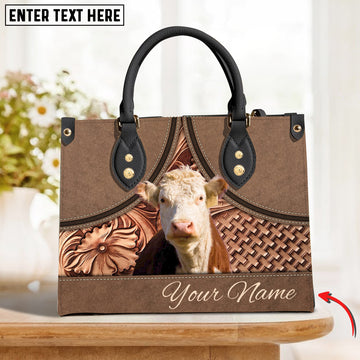 JC Hereford Personalized Name 3D Leather Handbag