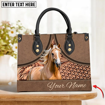 JC Horse Personalized Name 3D Leather Handbag