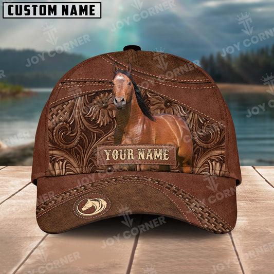 Joycorners Custom Name Horse Leather Carving Patterns Cap