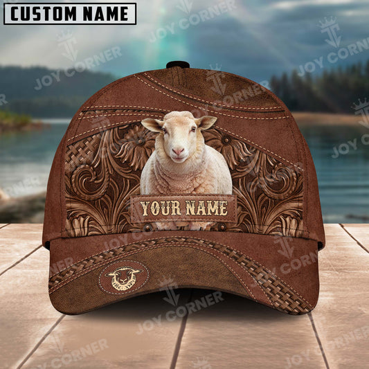 Joycorners Custom Name Sheep Leather Carving Patterns Cap