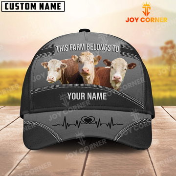Joycorners Hereford This Farm Belongs To Personalized Name 3D Classic Cap