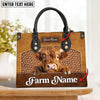JC Highland Cattle Personalized Name 3D Leather Carving Handbag, Gift for Farm Lover