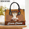 JC Hereford Personalized Name 3D Leather Carving Handbag, Gift for Farm Lover