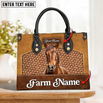 JC Horse Personalized Name 3D Leather Carving Handbag, Gift for Farm Lover