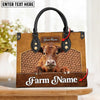 JC Red Angus Personalized Name 3D Leather Carving Handbag, Gift for Farm Lover