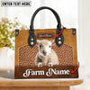 JC Sheep Personalized Name 3D Leather Carving Handbag, Gift for Farm Lover