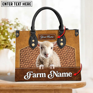 JC Sheep Personalized Name 3D Leather Carving Handbag, Gift for Farm Lover