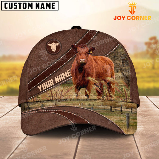 Joycorners Red Angus On The Farm Customized Name Brown Leather Pattern Cap1