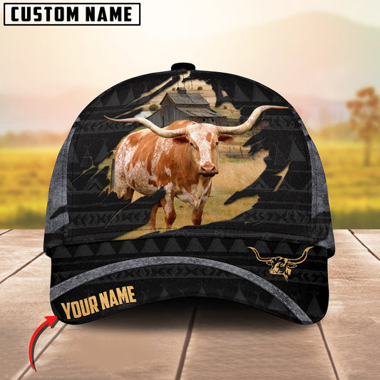 Joycorners Texas Longhorn On The Farm Customized Name Rodeo Pattern Cap