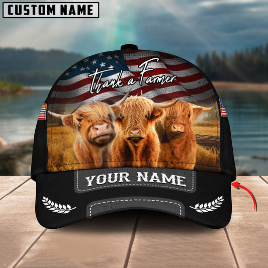 Joycorners Thank A Farmer Highland Personalized Name 3D Classic Cap