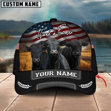 Joycorners Thank A Farmer Black Angus Personalized Name 3D Classic Cap