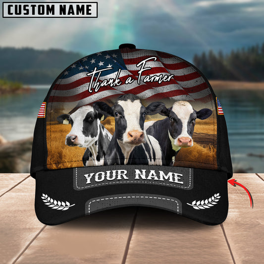 Joycorners Thank A Farmer Holstein Personalized Name 3D Classic Cap