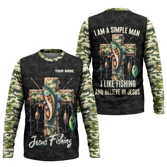 Joycorners I Like Fishing And Believe In Jesus, Camo Fishing Shirt, Fishing UPF Shirts, Jesus Fishing Shirt, Gift For Fishermen
