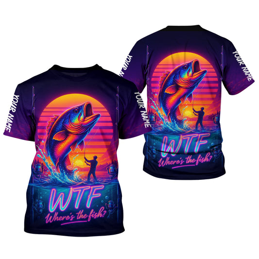 Joycorners WTF Where Is The Fish Mens Fishing UPF Shirts, Long Sleeve Fishing Shirts, Hooded Sun Shirt, UV Shirts For Men