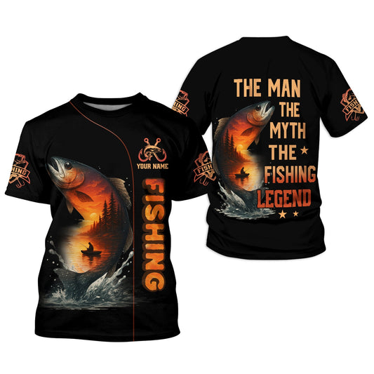 Joycorners The Man The Myth The Legend, Hooded UPF Shirt, Tournament Fishing Shirt, Funny Fishing Tee Shirts, Long Sleeve Tops