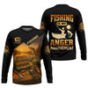 Joycorners Fishing Is My Anger Management, Hooded UPF Shirt, UV Shirts For Men, Long Sleeve Fishing Shirts, Mens Casual Shirts