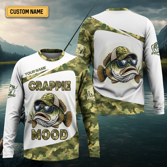 Joycorners Crappie Mood Camo Fishing Shirt,  SPF Shirts For Men, Gag Gifts For Men, Men Long Sleeve Shirt