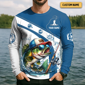 Joycorners Wishin I Was Fishin, SPF Shirts For Men, Funny Fishing Shirt, Men Long Sleeve Shirt, Gift For Fisherman