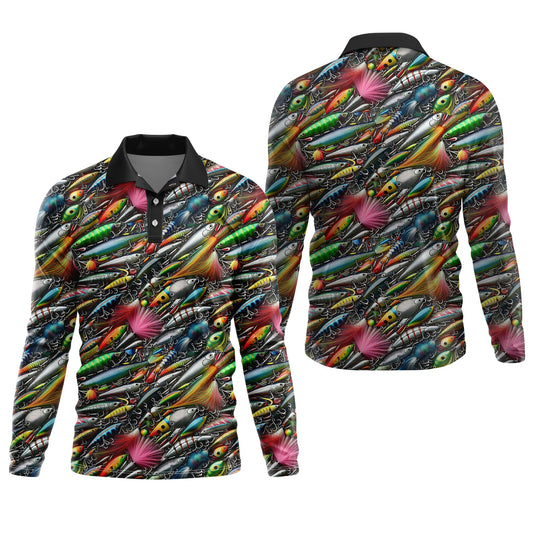 Joycorners Colorful Fishing Lure SPF Shirts For Men, Long Sleeve Fishing Shirts, Hooded Sun Shirt, Mens Casual Shirts