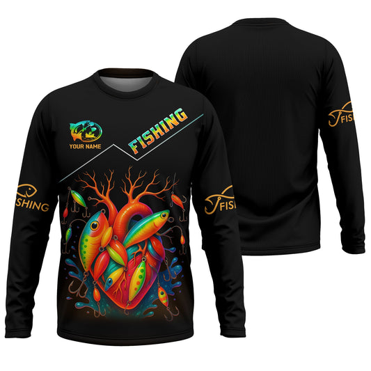 Joycorners Colorful Fishing Lure UV Shirts For Men, Breathable Long Sleeve Shirt, Hooded Sun Shirt, Mens Casual Shirts