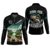 Joycorners Born To Fish Forced To Work Funny Fishing Shirts, UV Protection Shirt, Long Sleeve Fishing Shirts, Mens Casual Shirts