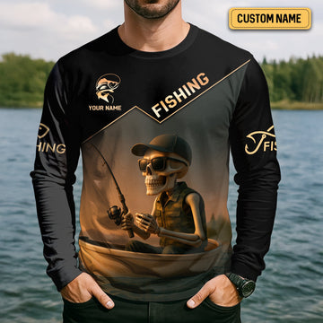 Joycorners WTF Where's The Fish, Funny Skeleton Shirts, Fishing UV Shirts, Gag Gifts For Men, Mens Casual Shirts