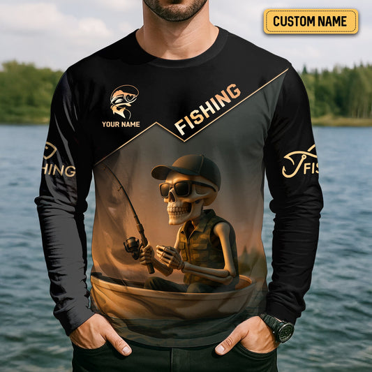 Joycorners WTF Where's The Fish, Funny Skeleton Shirts, Fishing UV Shirts, Gag Gifts For Men, Mens Casual Shirts