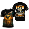 Joycorners Fish And Beer, Skeleton Fishing, Funny Fishing Shirts, SPF Shirts For Men, Long Sleeve Tops