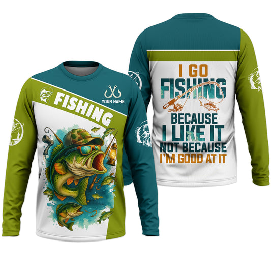 Joycorners I Like Fishing Fishing UPF Shirts, Breathable Long Sleeve Shirt, Funny Fishing T-Shirt, Men Long Sleeve Shirt
