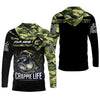 Joycorners Crappie Life Camo Fishing Shirt, Fishing T-Shirts Funny, SPF Long Sleeve Shirts, Men Long Sleeve Shirt