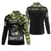 Joycorners Crappie Life Camo Fishing Shirt, Fishing T-Shirts Funny, SPF Long Sleeve Shirts, Men Long Sleeve Shirt