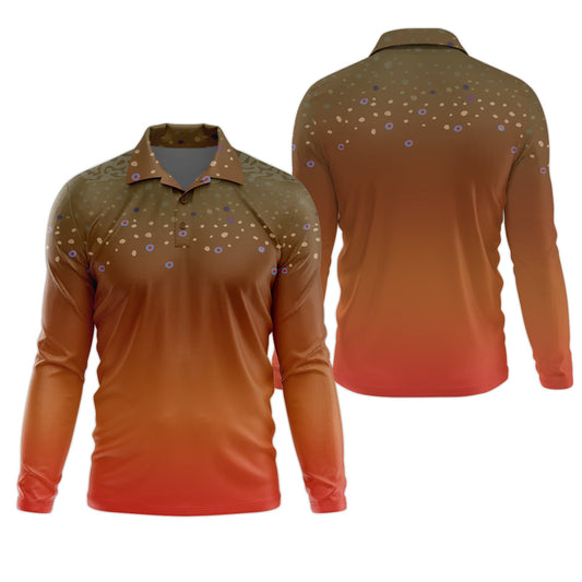 Joycorners Orange Brook Trout Skin UPF Fishing Shirts, Hooded Sun Shirt, Personalized Fishing Gifts, UV Shirts For Men