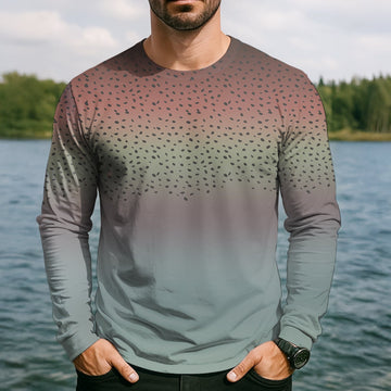 Joycorners Rainbow Brook Trout Skin UPF Fishing Shirts, Hooded Sun Shirt, Personalized Fishing Gifts, UV Shirts For Men