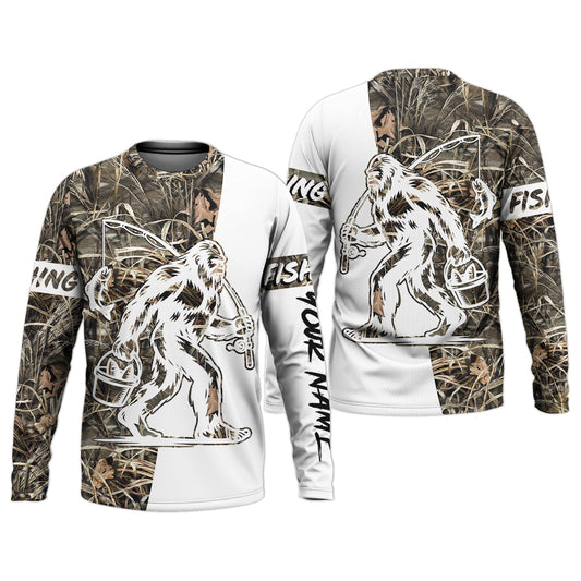 Joycorners Sasquatch Fishing SPF Long Sleeve Shirts, Funny Fishing Shirt, Fishing Gifts For Men, Men's Fishing Shirt
