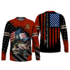 Joycorners Patriotic Fishing Shirt, Largemouth Bass Fishing SPF Shirt, Fisherman Outfit, Men Long Sleeve Shirt