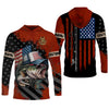 Joycorners Patriotic Fishing Shirt, Largemouth Bass Fishing SPF Shirt, Fisherman Outfit, Men Long Sleeve Shirt