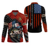 Joycorners Patriotic Fishing Shirt, Largemouth Bass Fishing SPF Shirt, Fisherman Outfit, Men Long Sleeve Shirt