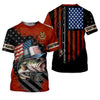 Joycorners Patriotic Fishing Shirt, Largemouth Bass Fishing SPF Shirt, Fisherman Outfit, Men Long Sleeve Shirt