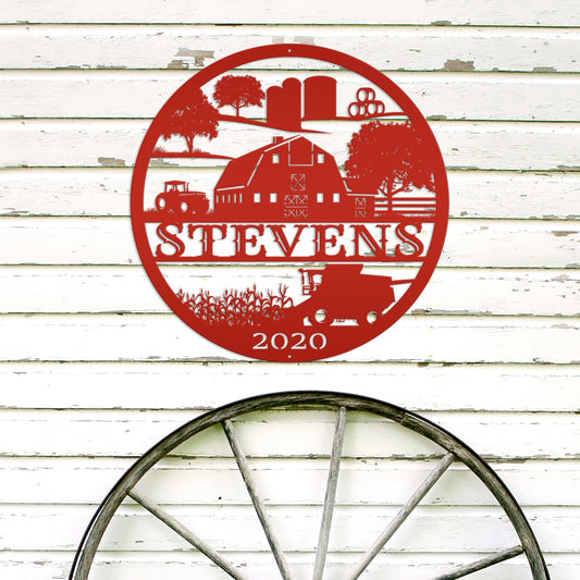 Joycorners Round Personalized  Farm Scene Sign, Farm Wall Decor, Farmhouse Decor, Farm Wall Art, Gift for Farmer, Farm Lovers, Kids Farm Bedroom Decor LM0110