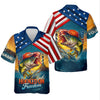 Joycorners Hooked On Freedom Patriotic Fishing Shirt, Largemouth Bass Fishing SPF Shirt For Men, Men's Fishing Shirt