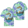 Joycorners Bear Fishing Green And Purple Cool Tie Dye Patterns Fishing UPF Shirts, Fishing Gifts For Men, Men's Fishing Shirt