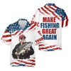 Joycorners Make Fishing Great Again Patriotic Fishing Shirt, Red White Blue Fishing UPF Shirts, Men's Fishing Shirt