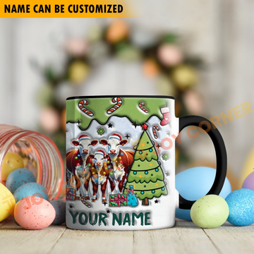 Joycorners Hereford Christmas Personalized Name Two Tone Mug