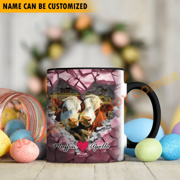 Joycorners Hereford Couple Personalized Name Two Tone Mug