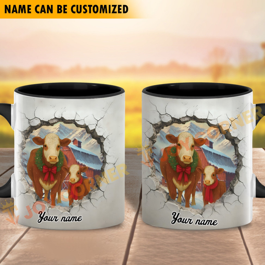 Joycorners Hereford Personalized Name Christmas Farmyard Mug