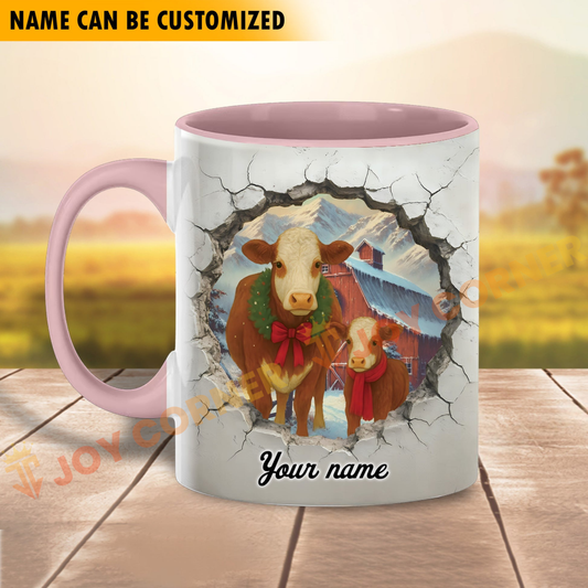 Joycorners Hereford Personalized Name Christmas Farmyard Mug