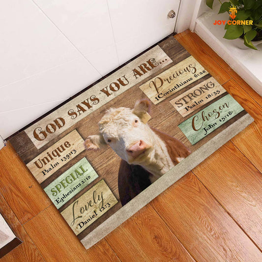 God Says You Are - Hereford Cattle Doormat