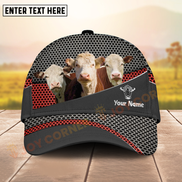 Joycorners Hereford Ranch Style Metal Pattern Mesh 3D Cap Personalized Name Cap