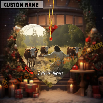 Joycorners Personalized Jesus and Hereford – Faithful Farm Acrylic Ornament