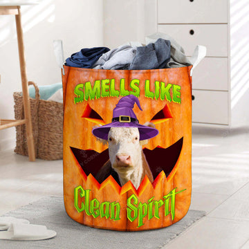 Joycorners Halloween Hereford Cattle Pumpkin Laundry Basket